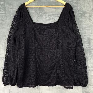 Torrid Top‎ 3X Black Whimsygoth Lace Sheer Fairy Grunge Witchy Goth Coquette